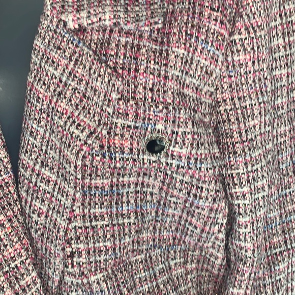 NWT Avec Les Filles Pink/White/Black Plaid Tweed Blazer SZ XL W 4 Pockets - Picture 4 of 11